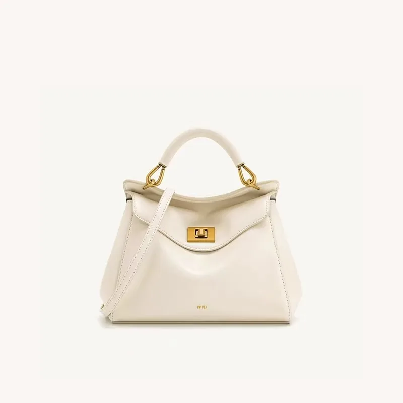 Borsa a Tracolla Donna in Vera Pelle Lucia Lock 26 cm Elegante - immagine 5