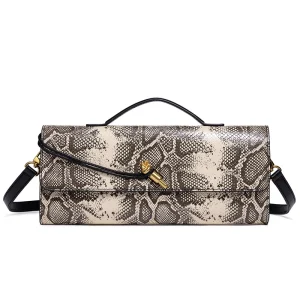 Borsa Donna Effetto Pitone Baguette Elegante Clutch Tracolla