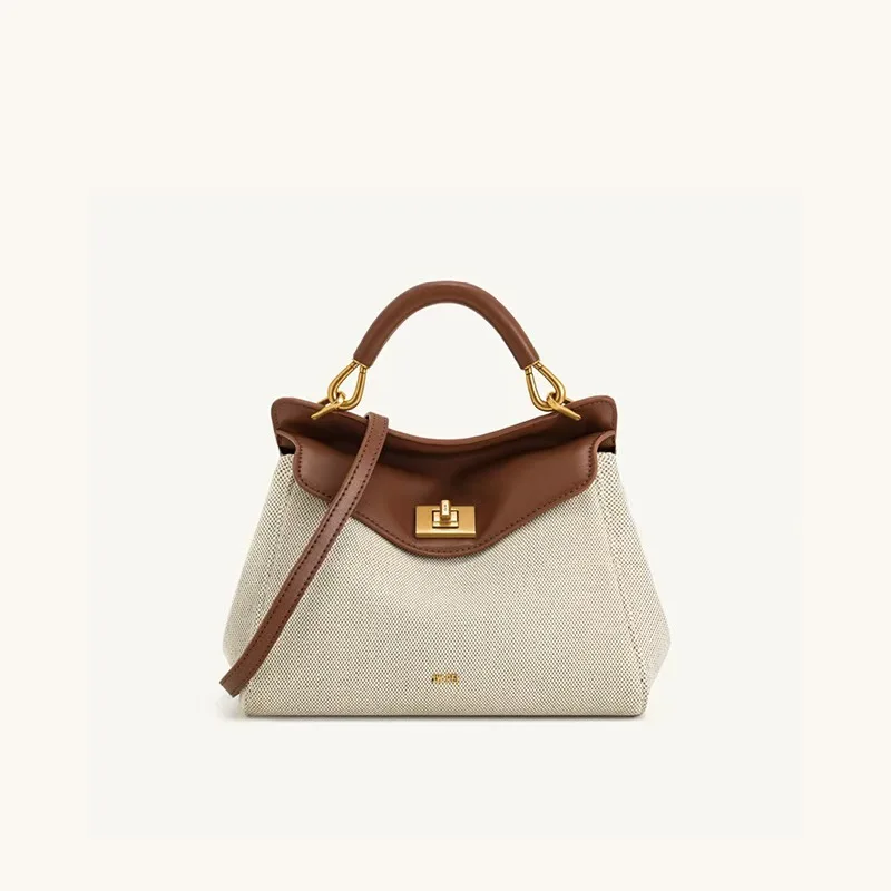 Borsa a Tracolla Donna in Vera Pelle Lucia Lock 26 cm Elegante