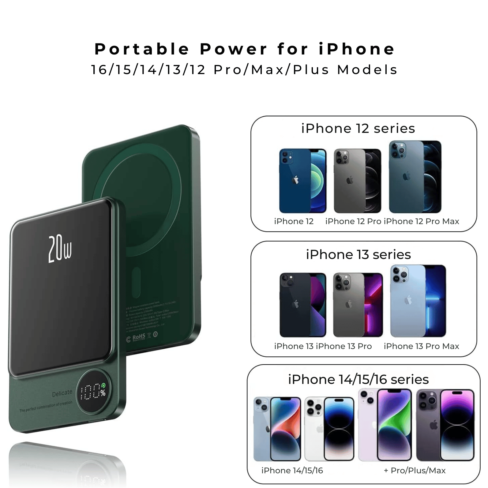 Batteria Portatile Magnetica Wireless Ricarica Rapida USB-C iPhone - immagine 11